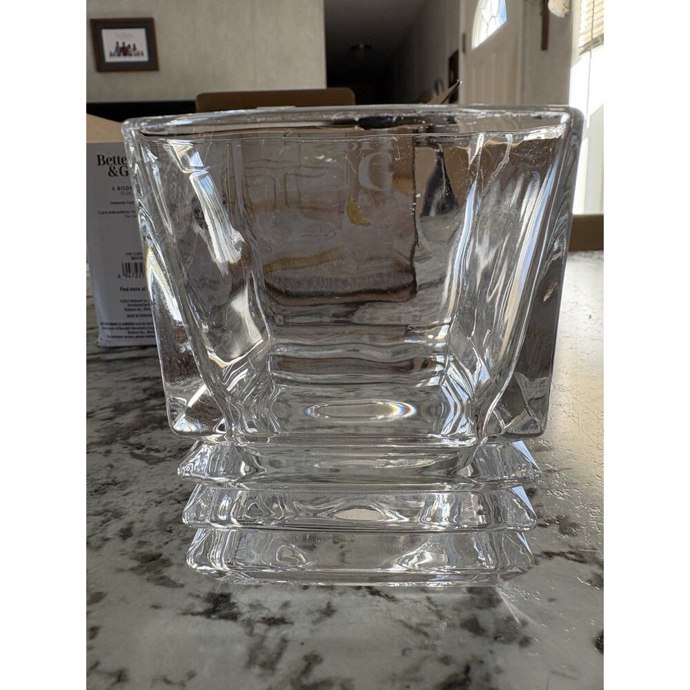 Better Homes and Gardens Set Of 4 Square Bodega Glasses NIOB